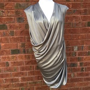 Nine West gold draped cocktail dress